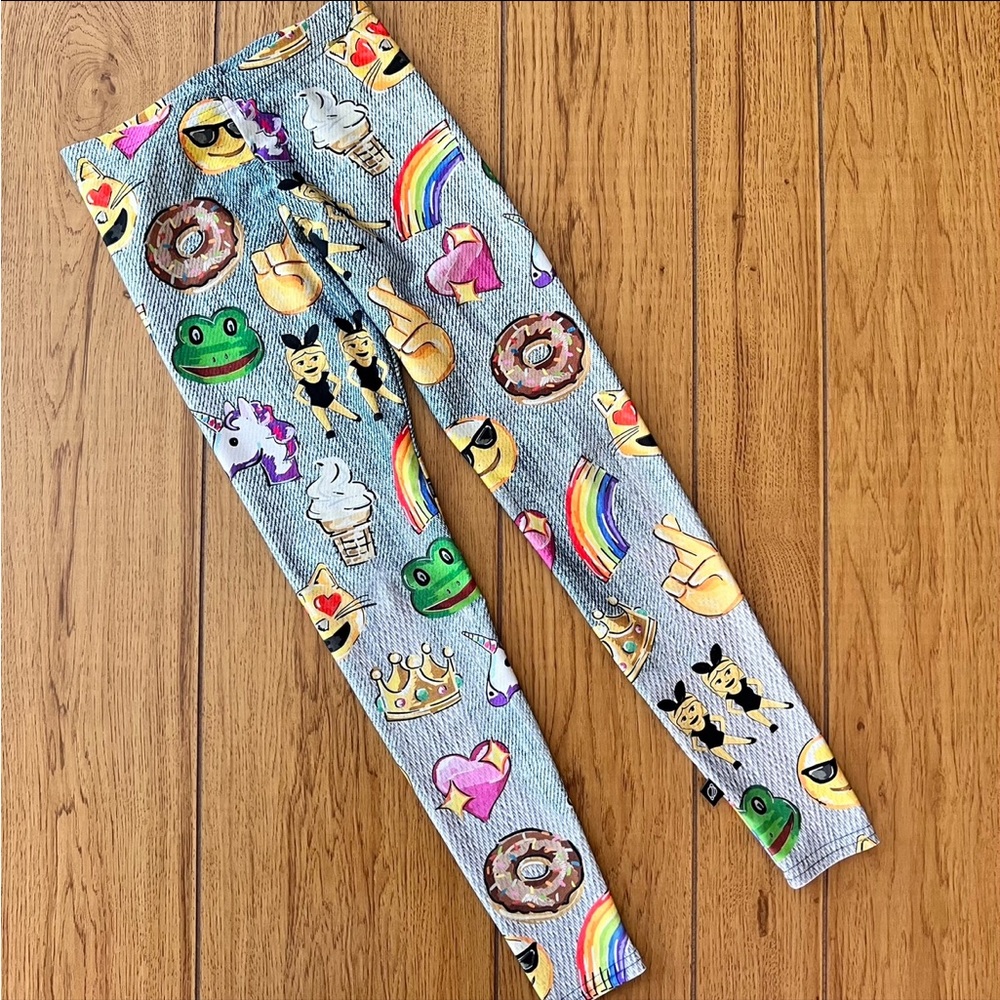Terez Emoji Print Kids Leggings - Multicolor